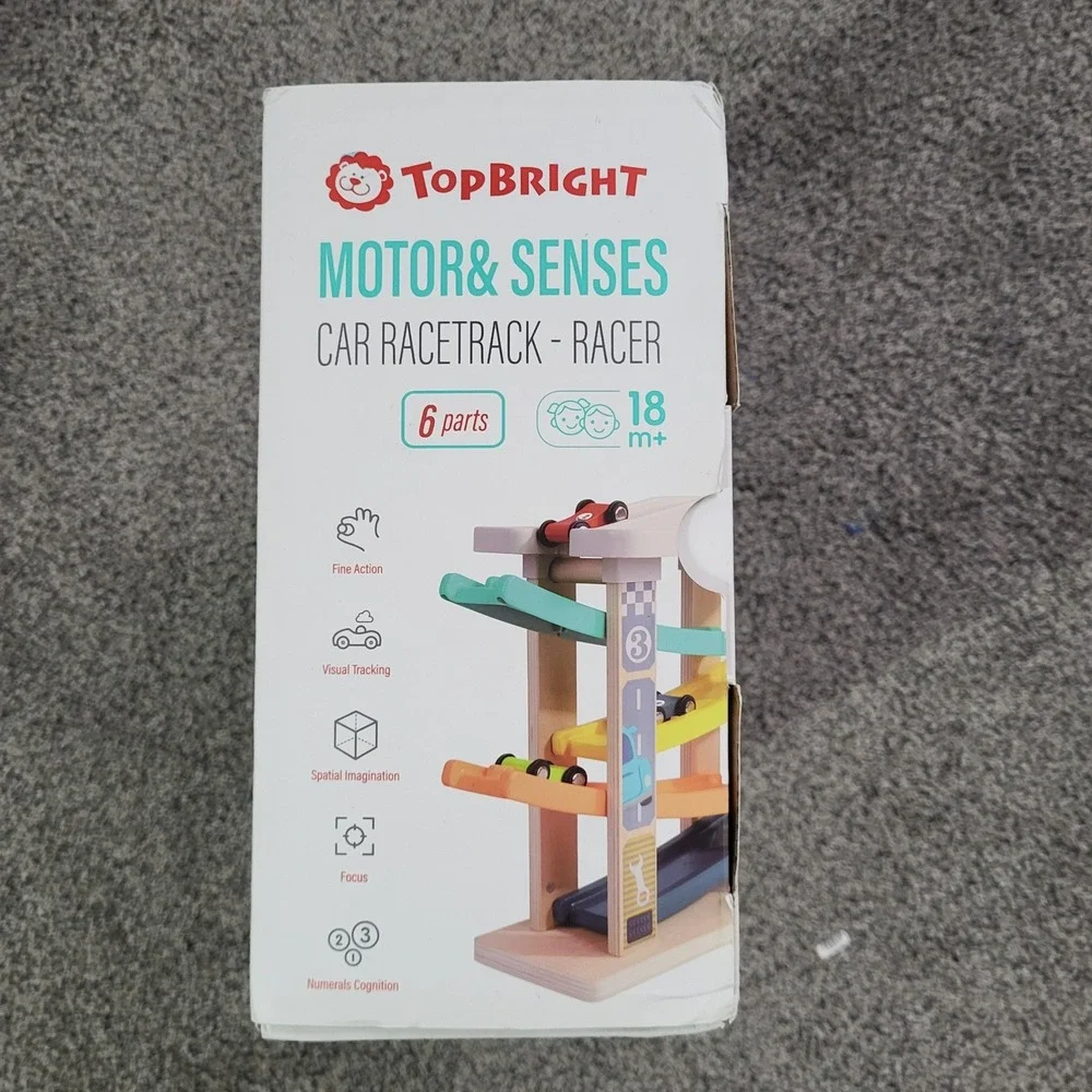 TopBright Wooden Car Racetrack‎ Montessori Style Motor & Senses Toy 18M+ NIB